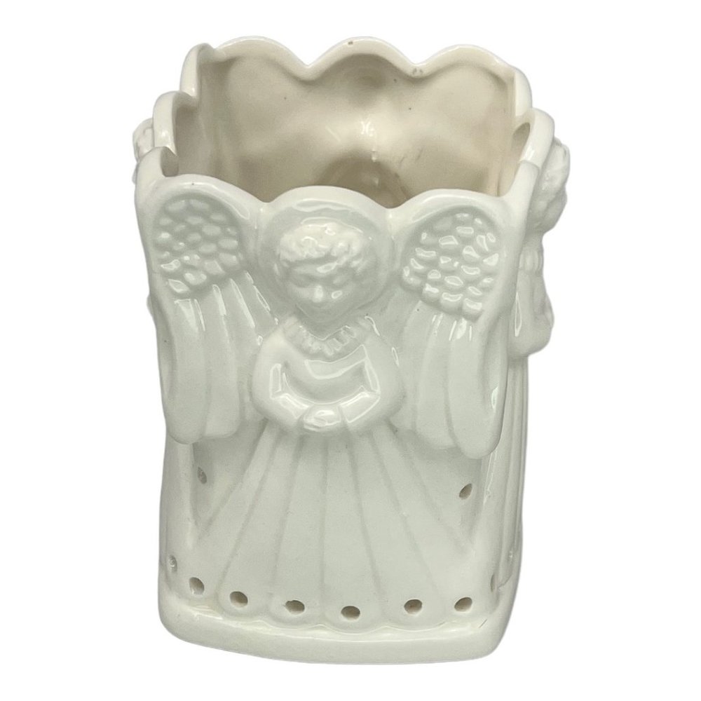 Porcelain Angel Candle Holder Designed by Carolina Handcrafted in Japan 4" x 3"